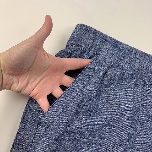 Old Navy Blue Chambray Linen Blend High Rise Wide Leg Lounge Pant XL - Picture 3 of 8